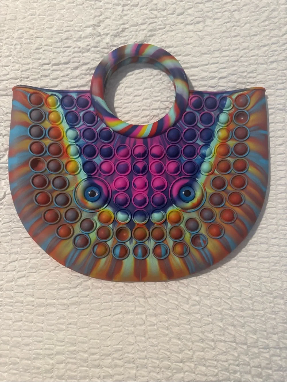 Multicolor Rainbow Pop-It Silicone Circle-Handle Tote Bag